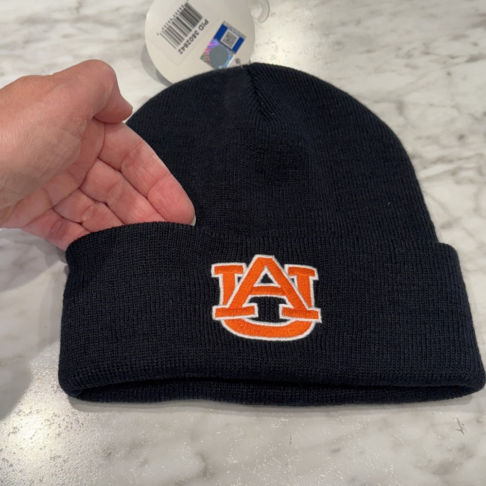 Auburn Tigers Youth Beanie Navy‎ Blue Cuffed Knit Hat NCAA One Size Football NEW - Picture 2 of 8